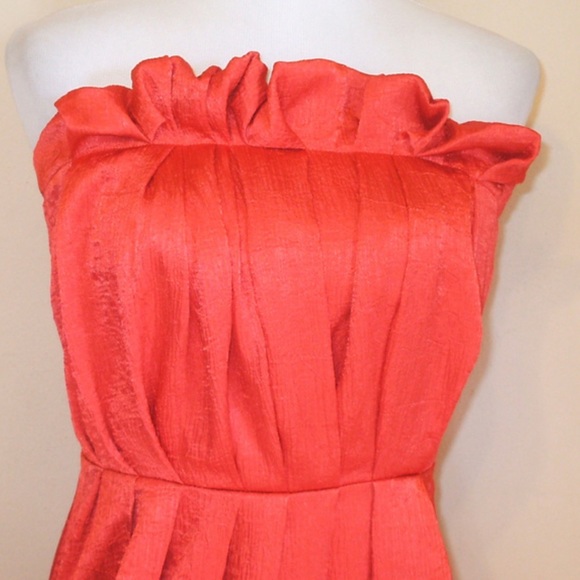 Strapless Coral Rachel Roy Flounce Mini Dress with Pockets - size 8 - Like New - Picture 3 of 8